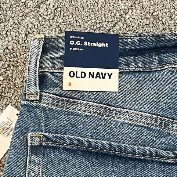 Old Navy Shorts Womens Size 8 Two Toned Denim O.G. Straight High Rise Jean NWT - Picture 11 of 12
